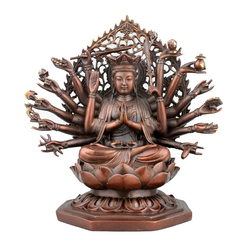 铜准提佛母摆件家居客厅工艺品办公桌桌面准提菩萨铜像佛堂摆设
