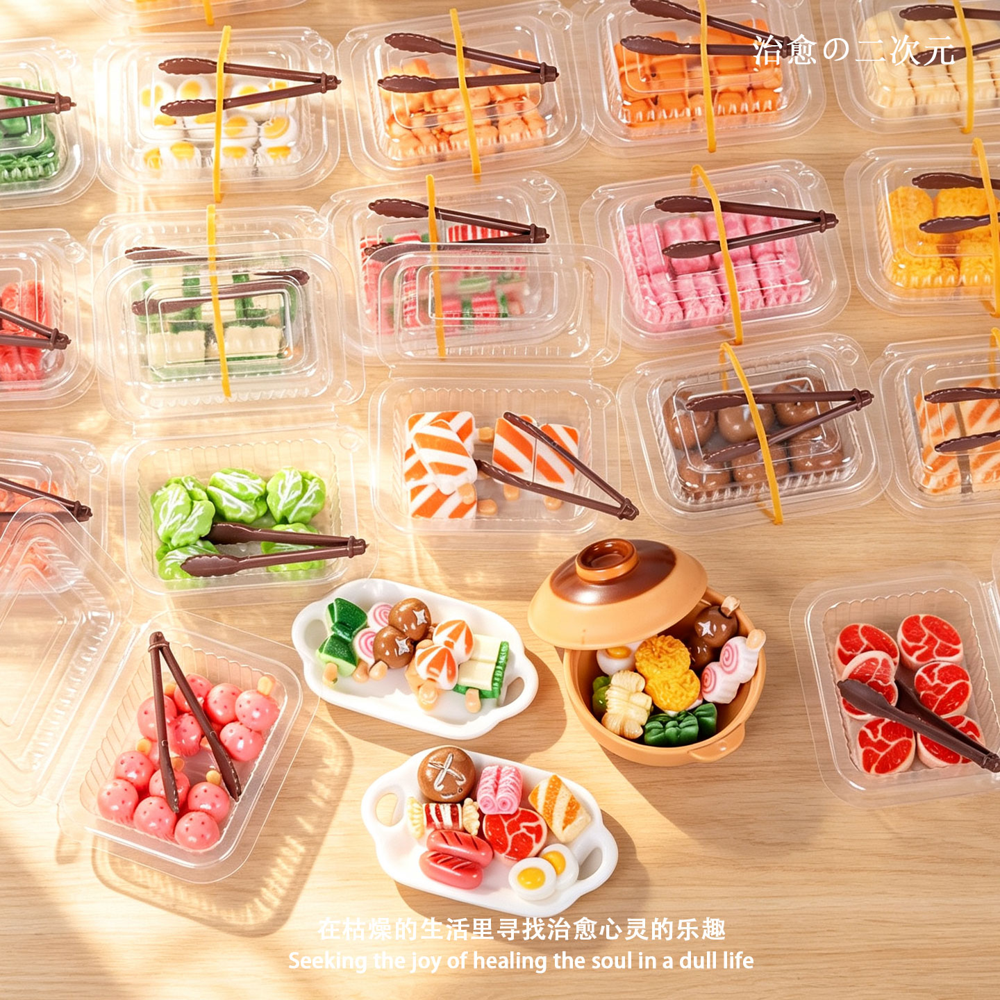 盲袋迷你仿真食玩火锅食材烤肉烧烤模型超市过家家娃屋儿童小玩具