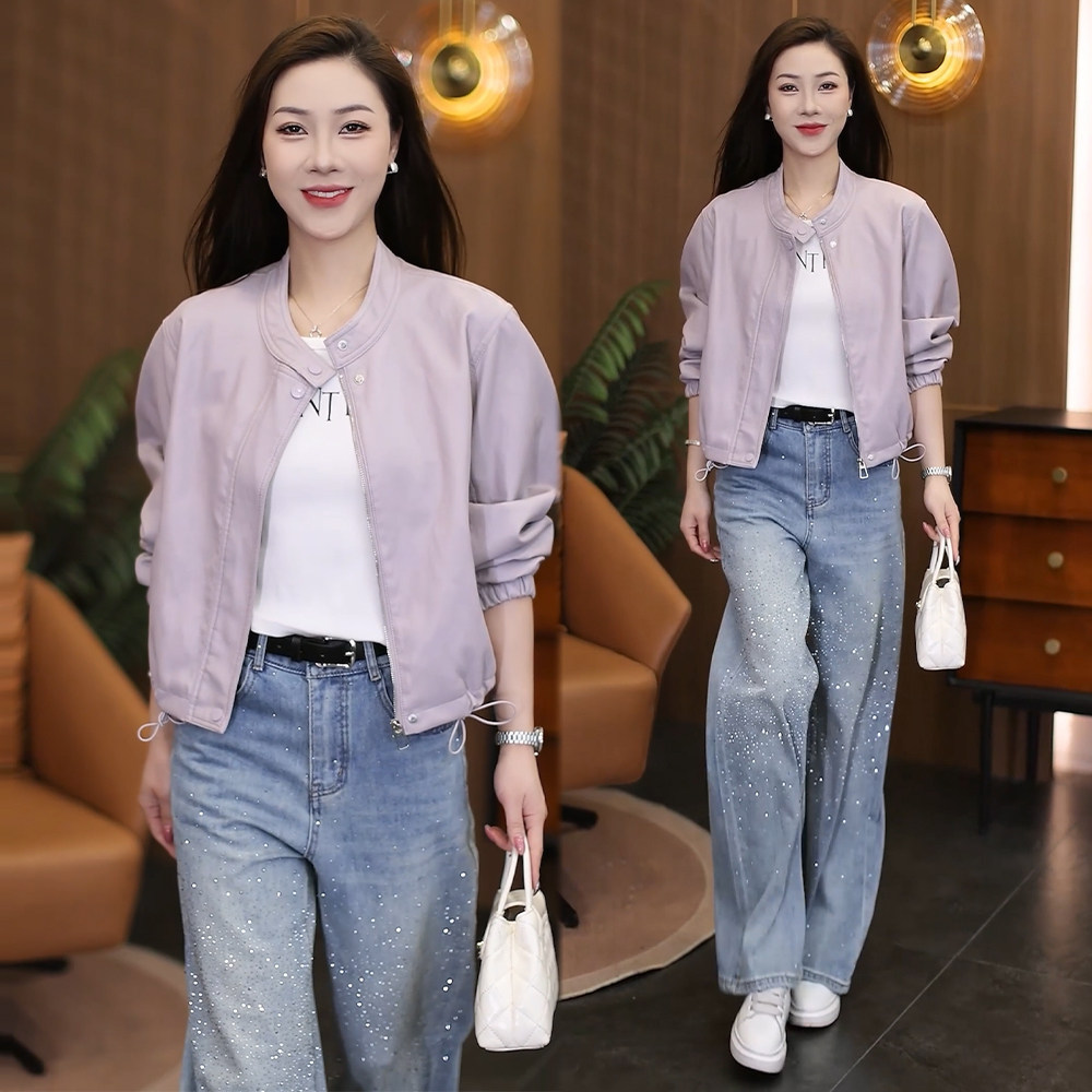 2026秋新款女显瘦皮衣短外套