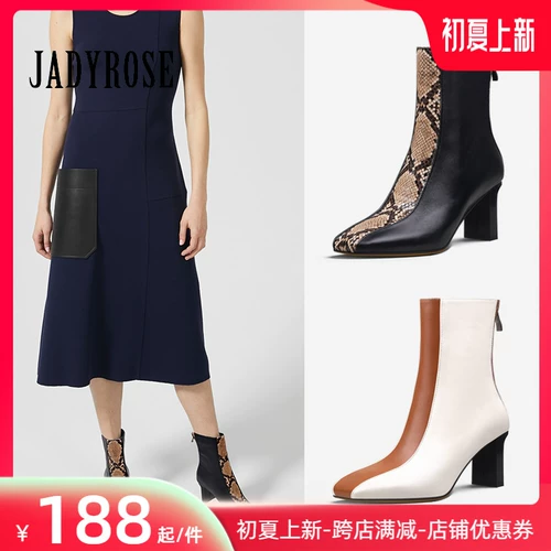 Демисезонные ботинки, высокие короткие сапоги с молнией, европейский стиль