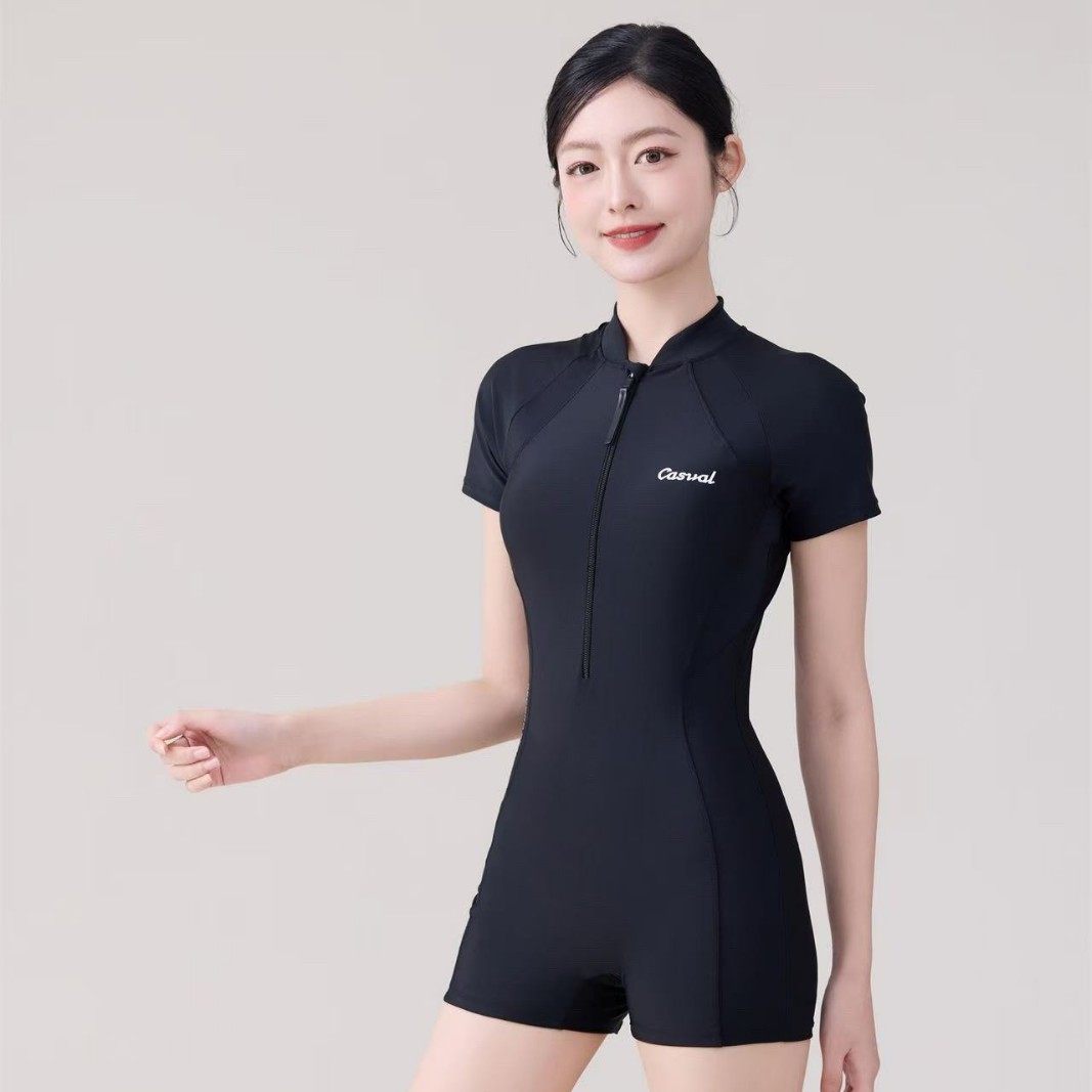 颖熙梦95069连体泳衣女速干学生大码遮肚显瘦时尚游泳衣保守专业