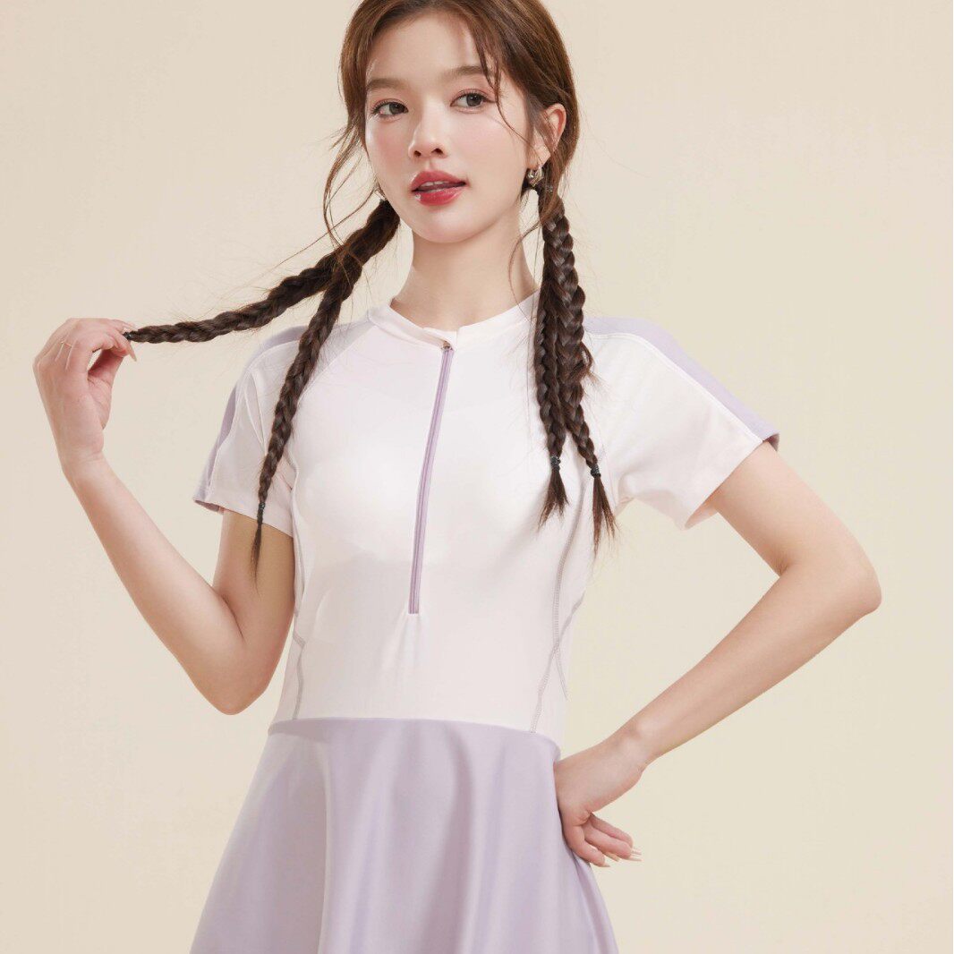 新水美人2602成人泳衣新款连体裙式女款保守高级感连体运动游泳衣