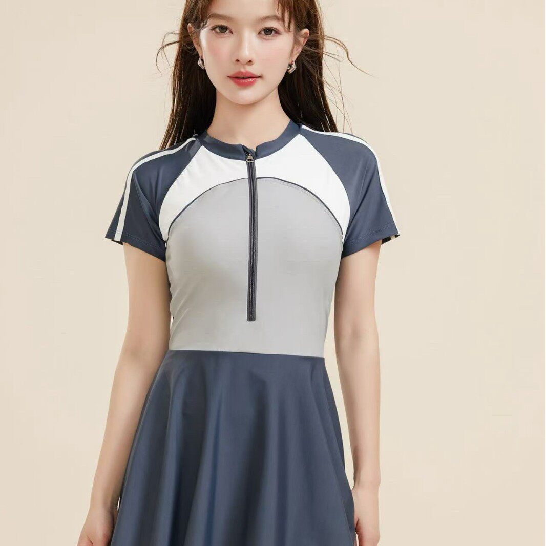 新水美人2625新款成人泳衣女连体裙式游泳衣学生运动泳装