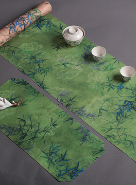 香云纱双面茶席高端锦缎刺绣干泡垫茶桌布新中式禅意布艺防水桌旗