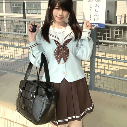 失落小狗零度句号原创新款薄荷绿长短袖水手服套装超萌可爱学院风