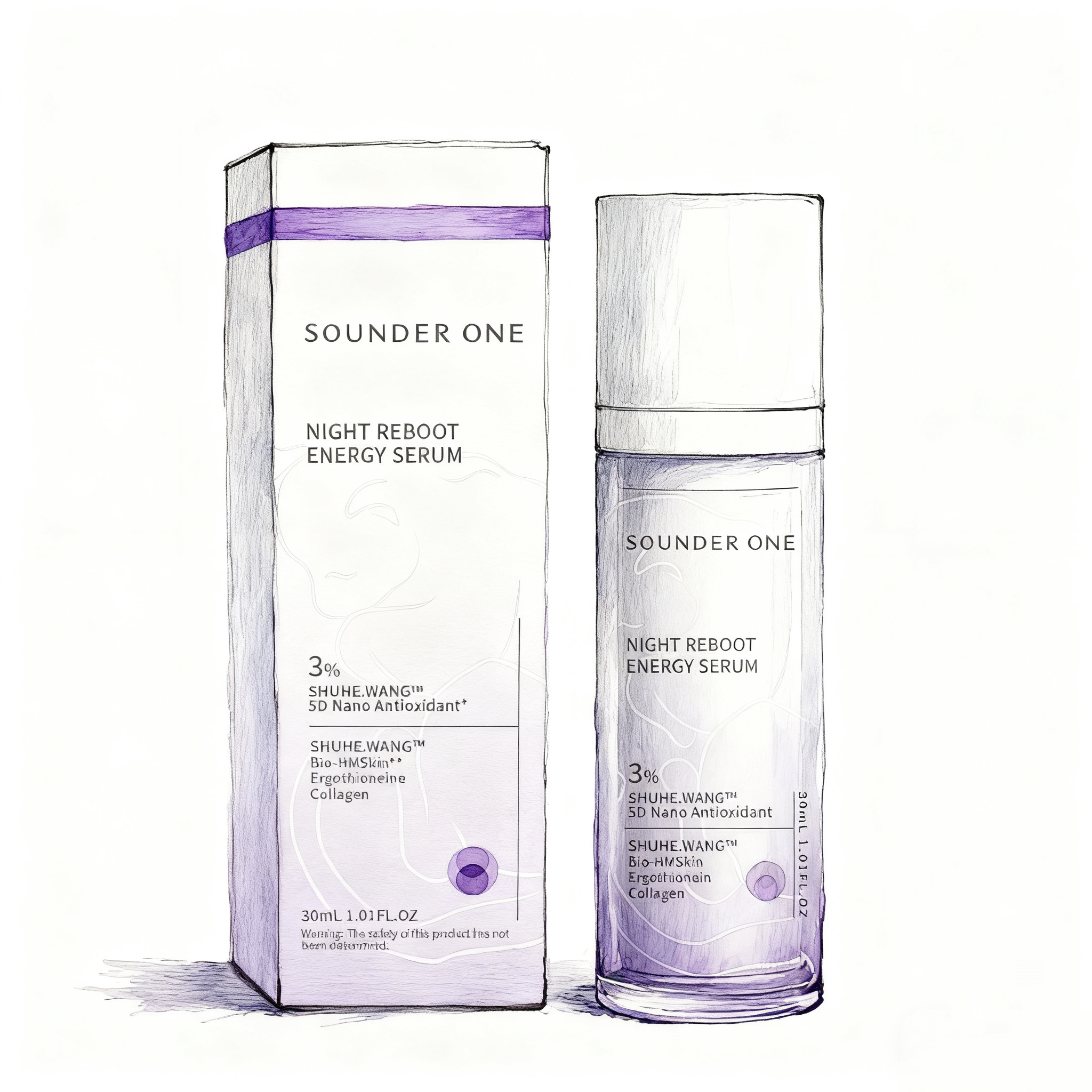 三蛋丸SOUNDER ONE熬夜焕能赋妍精华液5D抗氧化脂质体夜猫子