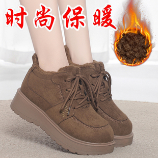 新款 老北京布鞋 加绒加厚时尚 冬2026新款 休闲保暖棉靴厚底女 女棉鞋