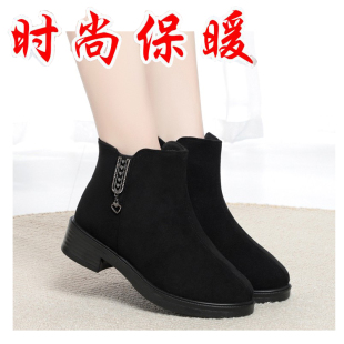 二棉女短靴坡跟高帮女棉鞋 时尚 舒适软底加绒女靴子 韩版 老北京布鞋