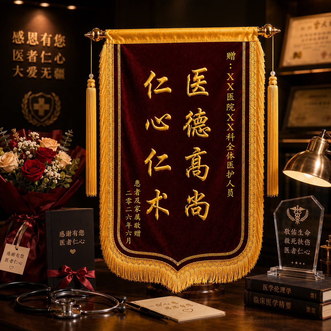 锦旗定制感谢医生医护人员妇产科定做宠物高档护士月嫂幼儿园老师