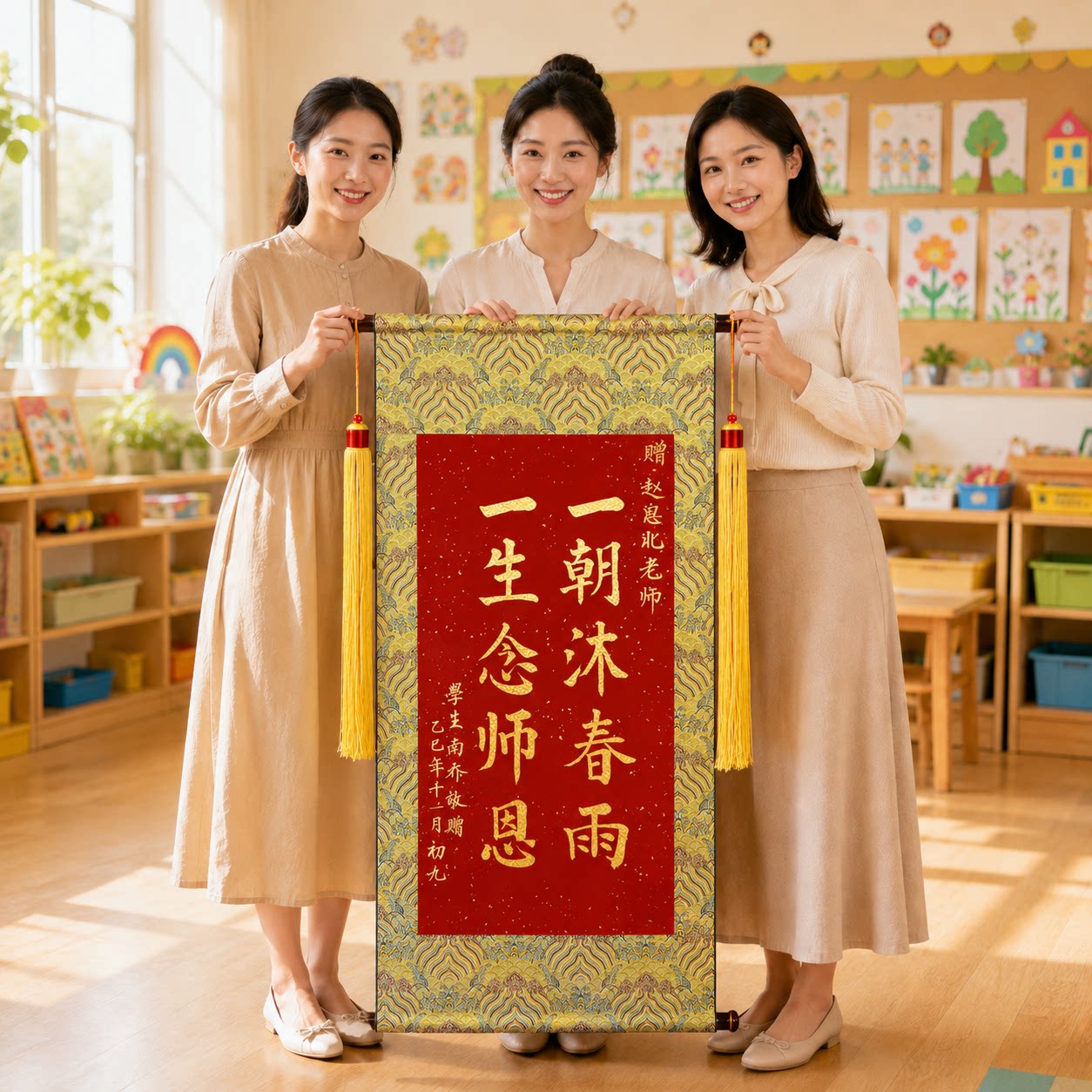 高档手写锦旗定制感谢老师幼儿园图片