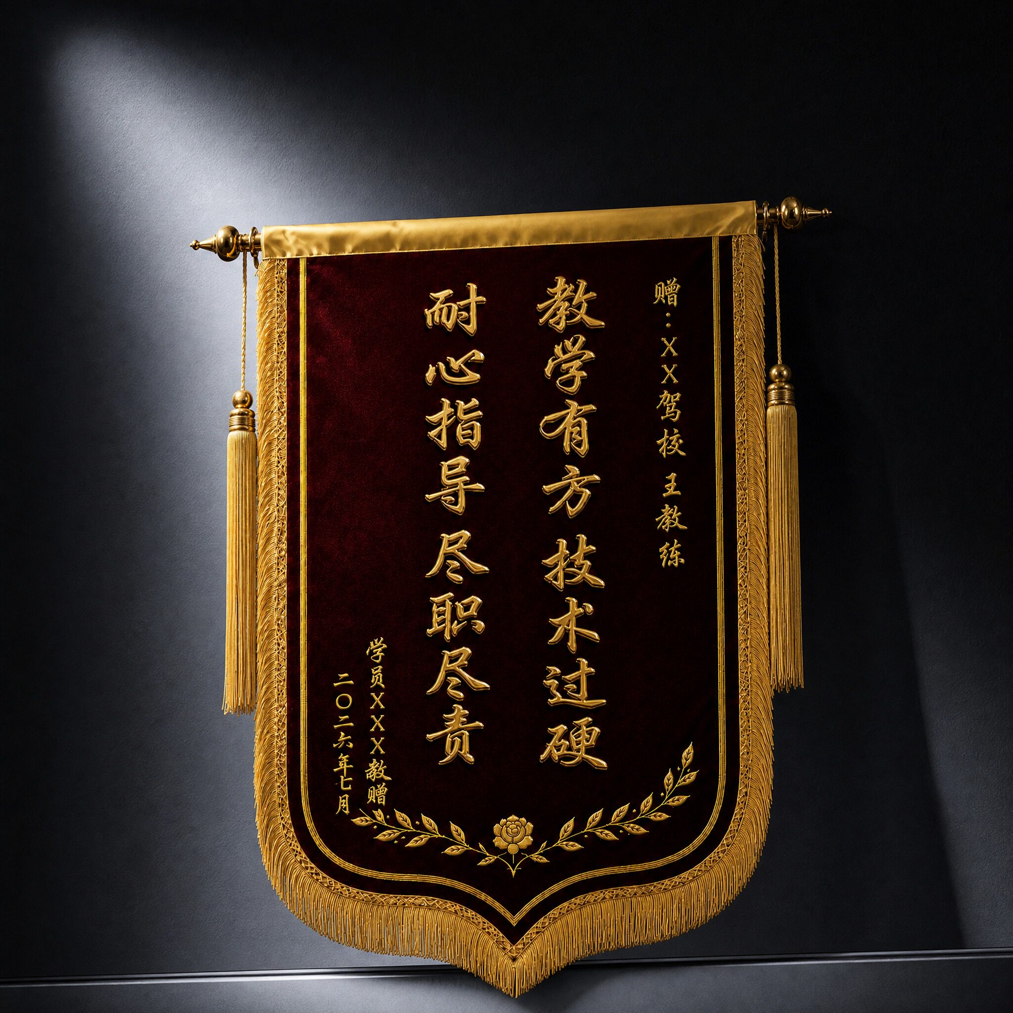锦旗定制定做送驾校教练高档旌旗订做制作感谢医生物业赠美容院