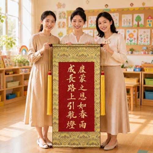 高档手写锦旗定制感谢老师幼儿园定做制作订做高端古韵学校培训
