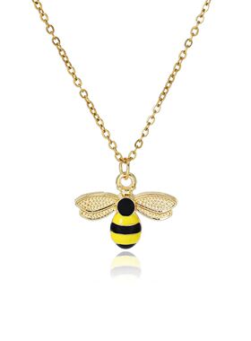 ndy Small Bee Necklace Women Animal Motif Pendant Chain Stat