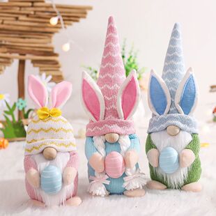 3pcs Easter Bunny Gnome with Easter Egg-Handmade Gnome Facel