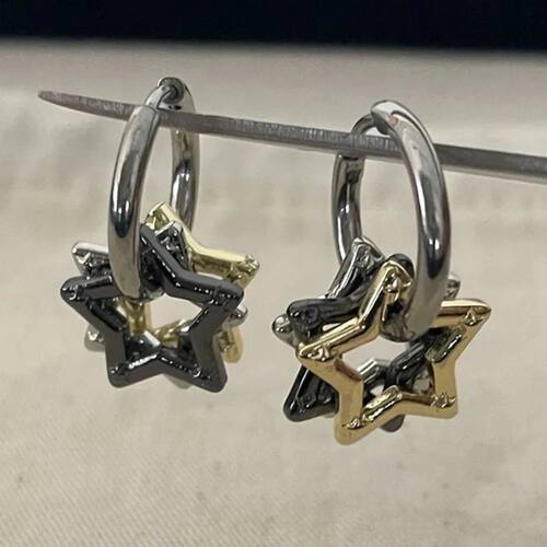 Geometric Star Y2K Drop Hoop Earrings Multi-color Stackable