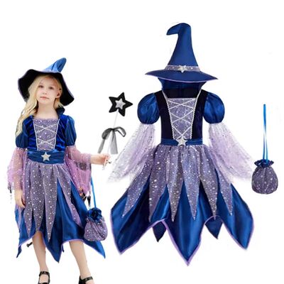 Halloween Party Costumes Witch Dress for Girls Kids Cosplay