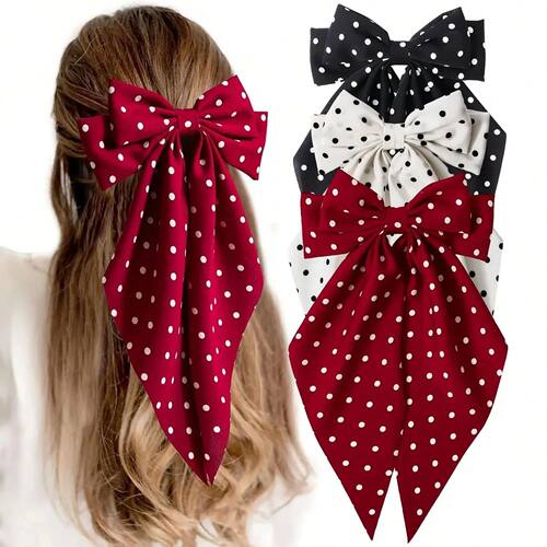 women's polka dot bow hair clips, fashionable cute hair acce