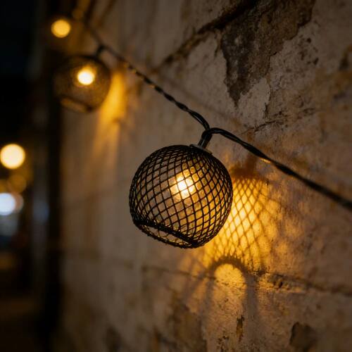 1PC 5M10LED/8M20LED Solar Powered Metal Mesh Globe String Li