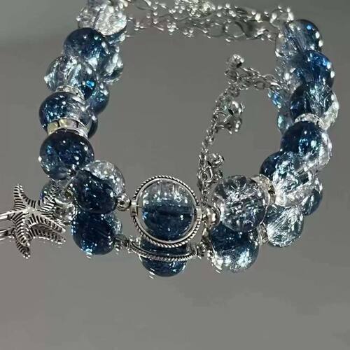 Fashion Gradient Blue Crystal Beads Bracelet for Women Men V