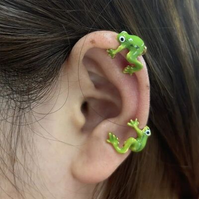 Simple Fashion Gold Color Frog Ear Cuffs Creative Personalit