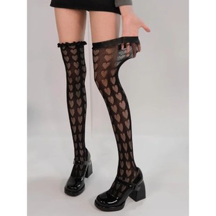 Fishnet Stockings Ruffle Women Overknee Heart Edge Sock Sexy