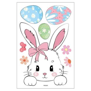 Cartoon Rabbit Happy Easter Static er PVC Flower Glass Windo