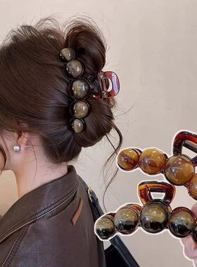 Vintage Gradient Beaded Hair Claw For Women Simple Geometric