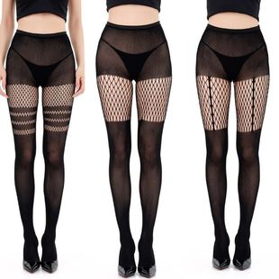 Black Hollow Fishnet Stoc Garters Sexy Pantyhose Women Out