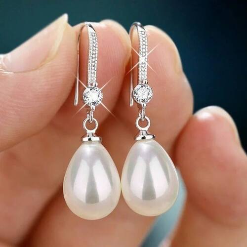 Exquisite Fashion Silver Color Water Imitation Pearls Drop E