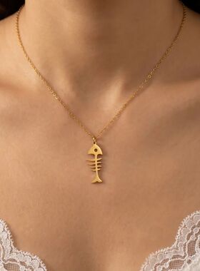 Stainless steel fishbone necklace with niche design, collarb