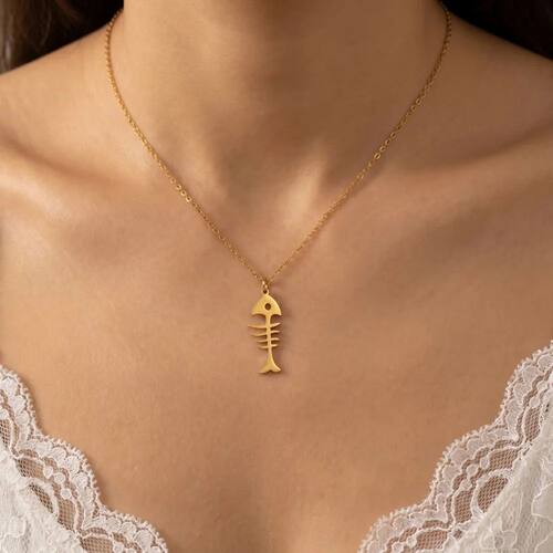 Stainless steel fishbone necklace with niche design, collarb