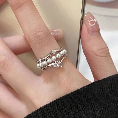 New Multi Layer Exquisit Pearl Zircon Rings for Women Men Sw