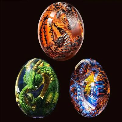 Crystal Transparent Resin Statue Dragon Egg  Dinosaur  Souve