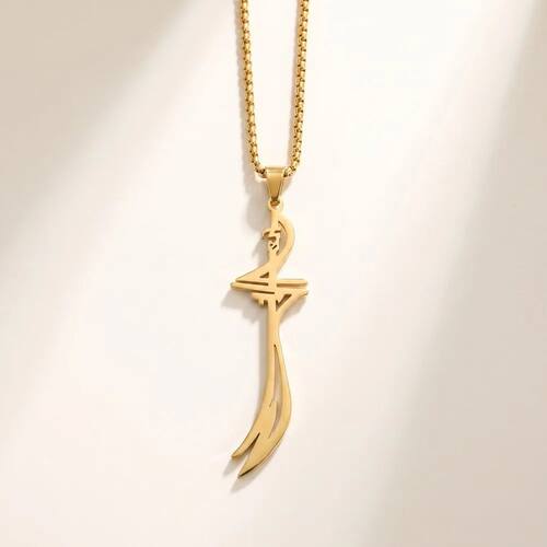Stainless steel curved knife pendant necklace for men and wo
