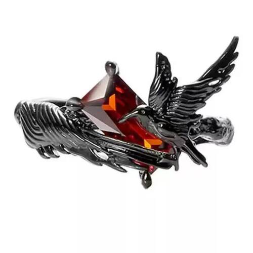 Fashion Black Raven Ring - Gothic Horror Handmade Artisan Cr
