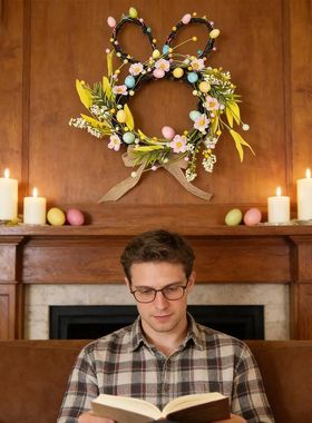 Easter Bunny Wreath Berries Eggs Flower Welcome Decor Easter