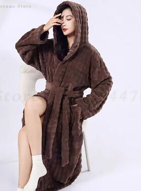 Autumn Winter New Female Robe Flannel Sleepwear Nightgown Ho