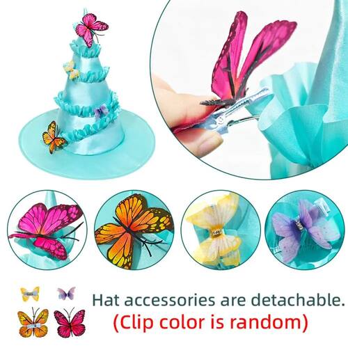 Dress Up Butterfly Decor Lolita Witch Hat Elegant  Cosplay H