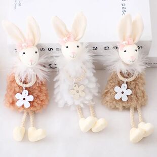 Cute Rabbits Dolls Easter Decorative Cartoon Fluffy Bunny Or