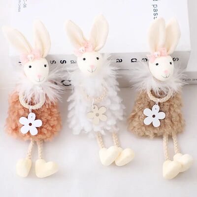 Cute Rabbits Dolls Easter Decorative Cartoon Fluffy Bunny Or