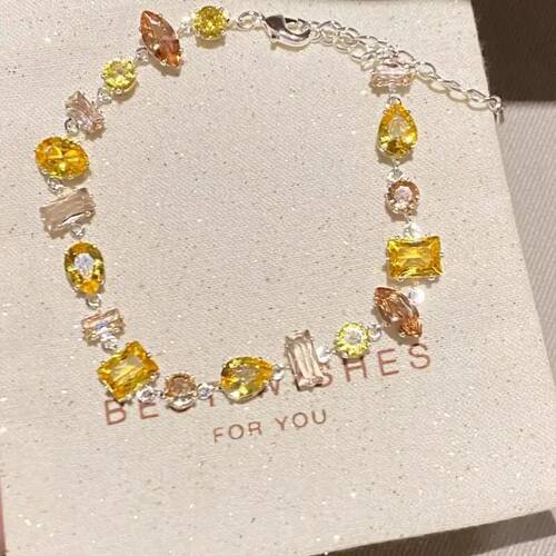 Sweet Irregular Square Oval Zircon Bracelet for Women Fashio