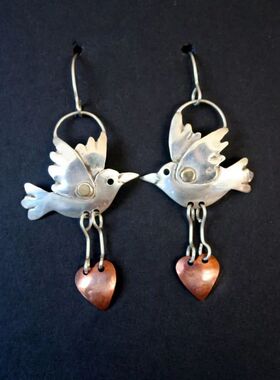 cate Silver Color Metal Geometry Bird Animal Rose Heart Dang