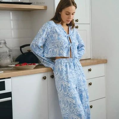 Top&Trouser Pijamas Suit Spring Summer New Female Pajamas Lo