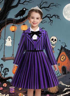 Kids Girl Clothes 2Pcs Wednesday Enid Cosplay Halloween Cost