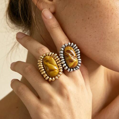 Luxury Exquisite Resin Ring Women Creative Design Sunflower