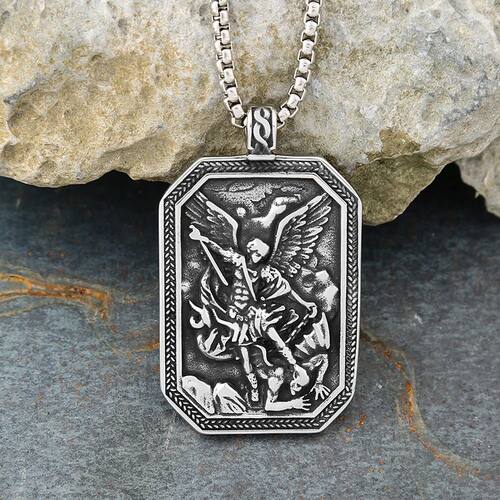 Men's 316L Stainless Steel Archangel Protection Pendant Neck