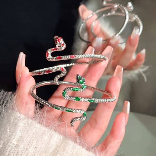 Hiphop Punk Silver Color Snake Shape Bracelet for Women Fash