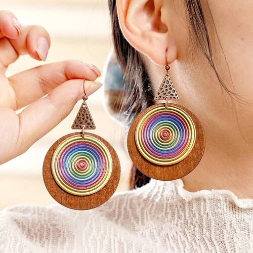 Fashion Vintage Spiral Round Earring Colorful Bohemian Style