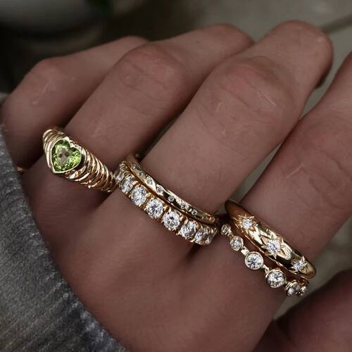 5Pcs/set Minimalist Ring Set Women Heart Rhinestones Eight-P