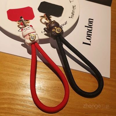 Fortune Wrist Rope Mobile Lanyard Short Fortune Cat Pendant